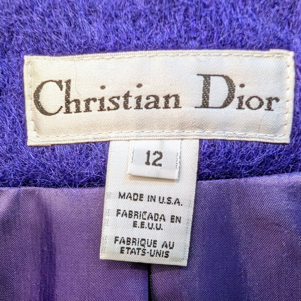 DIOR Christian Dior Vintage 90s Purple Mohair Designer Jacket Size 12 - Picture 8 of 13